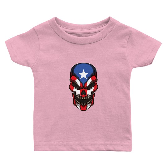 Puerto Rico Skull | Proud Boricua Flag Baby T Shirts