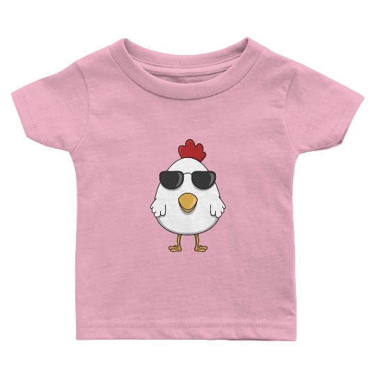 Chicken cool sunglasses farm animal chickens hen Baby T Shirts