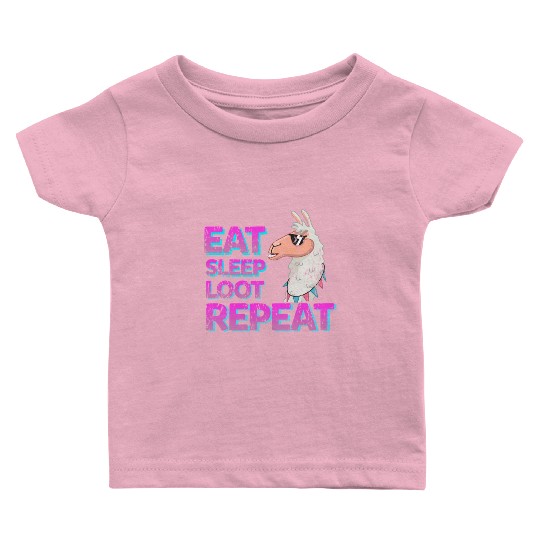 cool Llama eat sleep loot Baby T Shirts