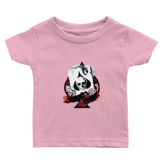 Scorched Ace Of Spades Poker Dice Skull Baby T Shirts