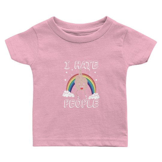 I Hate People Middle Finger Funny Rainbow Gift Baby T Shirts