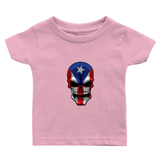 Puerto Rican Skull - Puerto Rico Pride Flag Baby T Shirts