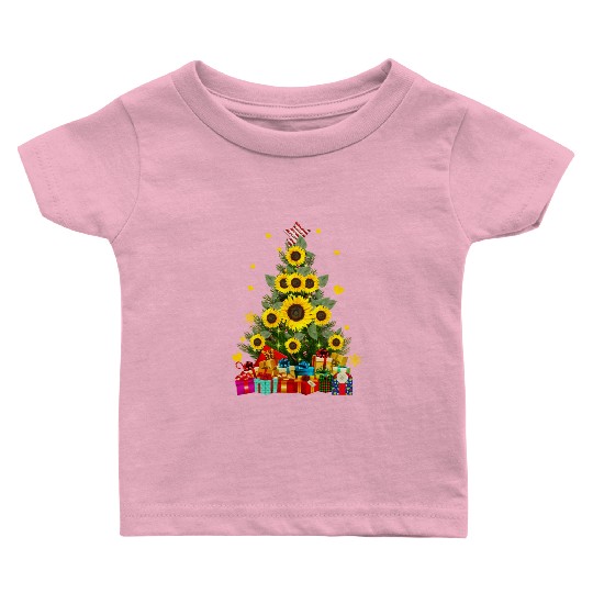 Sunflower Christmas Tree Baby T Shirts