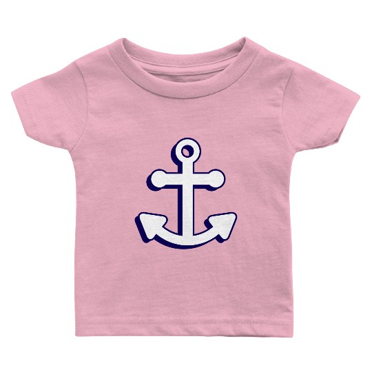 Nautical boat anchor in navy blue and white 3D Baby T Shirts