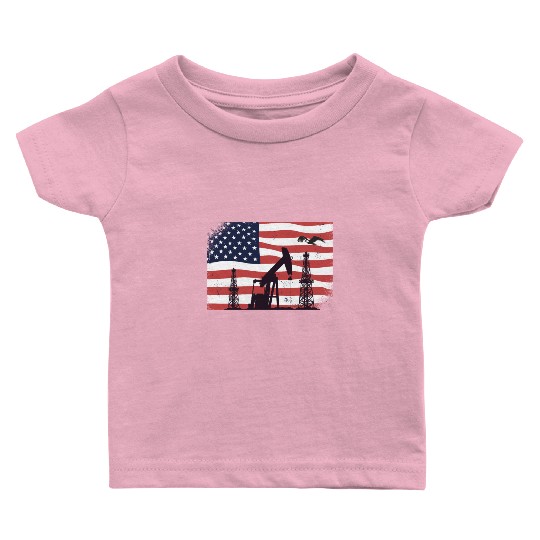 Oil Rig Worker Pump USA American Gas Oilfield Baby T Shirts