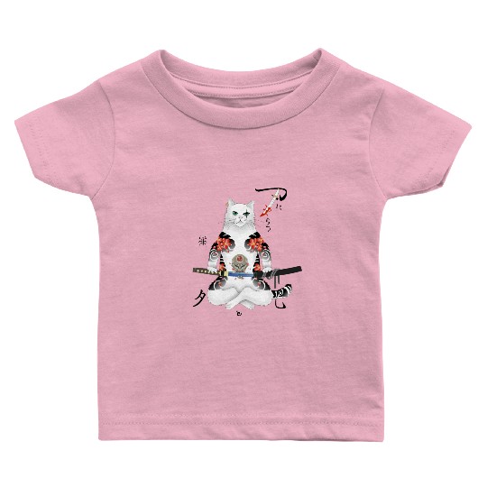 Japanese Samurai Cat Katana Ninja Yakuza Tattoo Baby T Shirts