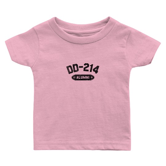 DD-214 Alumni In Black US Military Distressed Baby T Shirts
