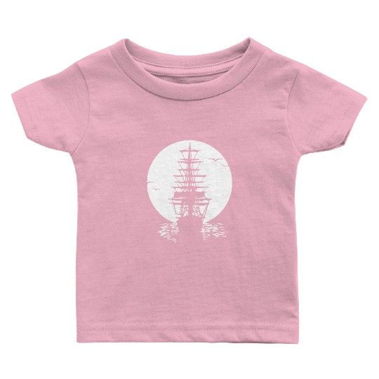 Pirate ship sails in sunset Baby T Shirts