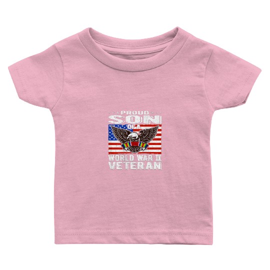 Proud Son of World War 2 Veteran Military Baby T Shirts