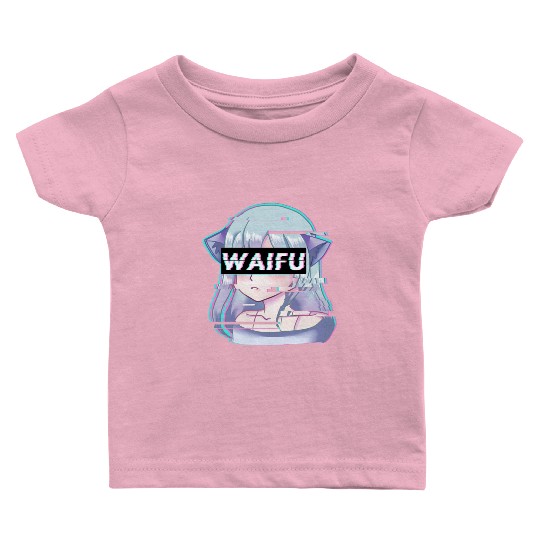 Aesthetic Vaporwave Anime Girl Baby T Shirts