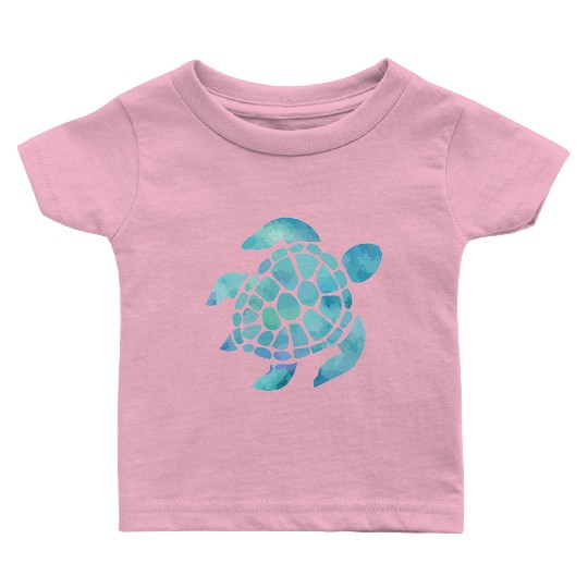 Sea Turtle Watercolor Blue Baby T Shirts
