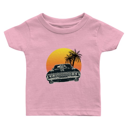 Muscle Car Sunset Baby T Shirts