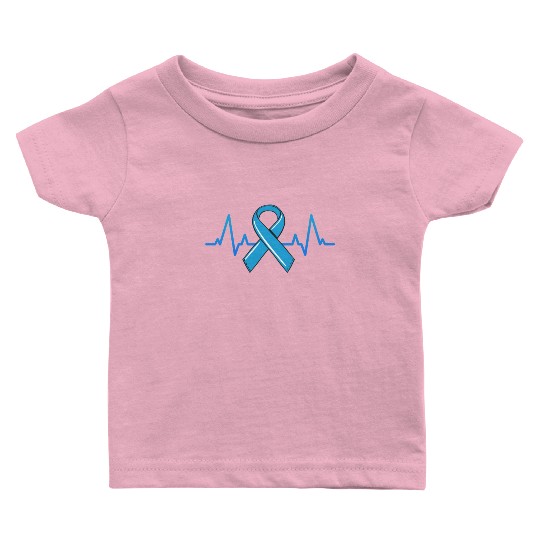 Prostate Cancer Fighter Heartbeat Baby T Shirts Blue Ribbon