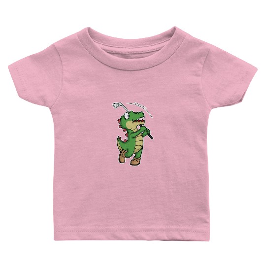 Tyrannosaurus-Rex Crocodile plays Golf Baby T Shirts