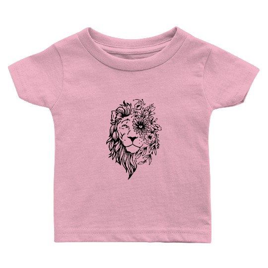 Floral Lion Boho, Lion Flower, Graphic Leo Lion Baby T Shirts