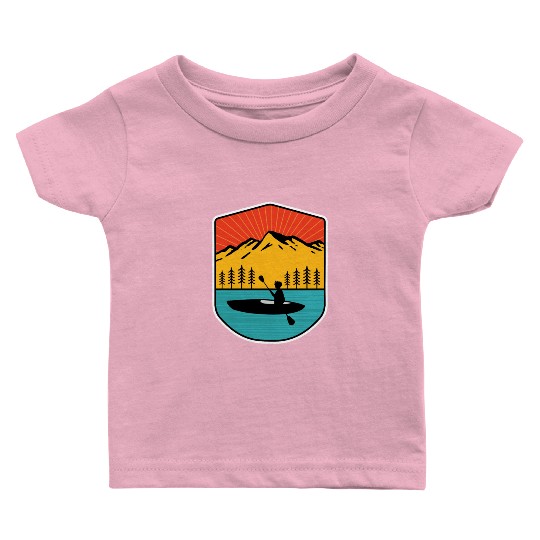 Retro Kayaking Boating Paddling In Lake Tahoe Baby T Shirts