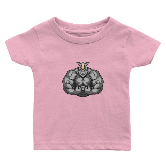 Bodybuilder Rhino Toning Rhinoceros Fitness Baby T Shirts