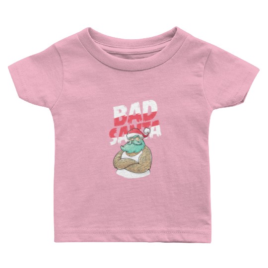 Bad Santa Claus Christmas Tattoo Baby T Shirts