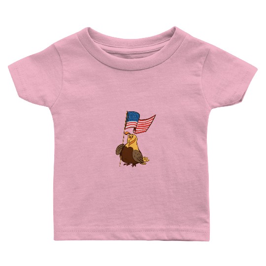 US Quail patriot with banner cute cartoon quail Baby T Shirts