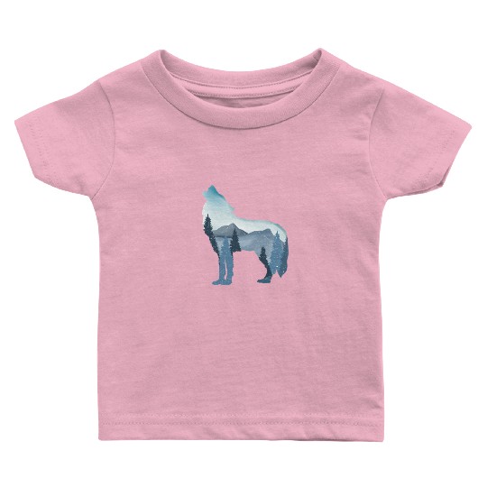 Alpha Wolf Art - Nature Background Baby T Shirts