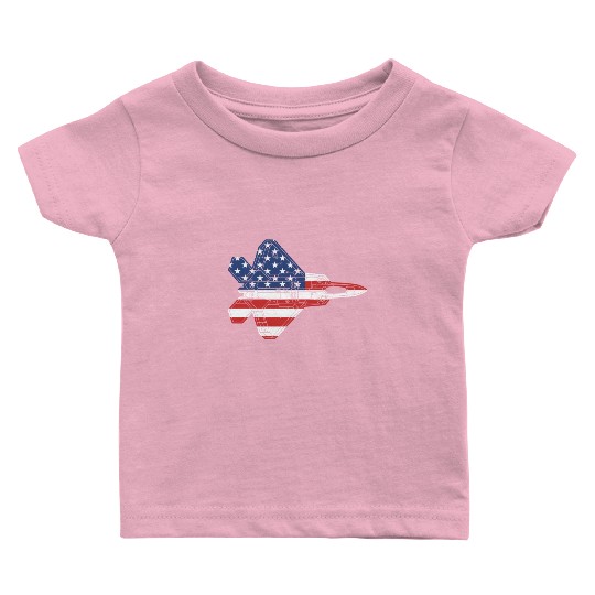 F-22 Raptor Fighter Jet Airplane American Flag F22 Baby T Shirts