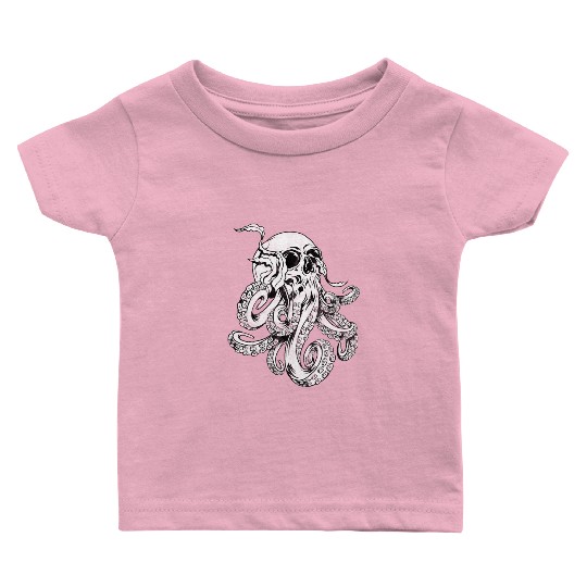 Octopus Skull Monster Kraken Cthulhu Skull for Men Baby T Shirts