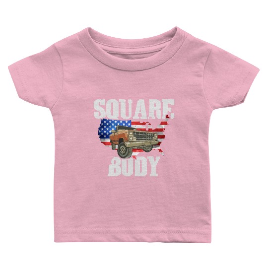Square Body - American Flag Truck Lovers Baby T Shirts