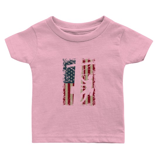 American Flag I USA I Patriotic Lineman Baby T Shirts