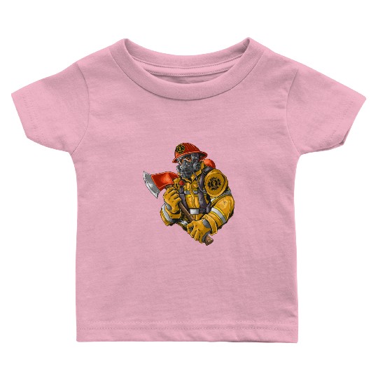 firefighter fire brigade fire station blueish use Baby T Shirts