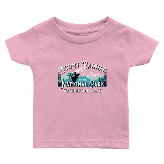 Vintage Mount Rainier National Park Washington Sou Baby T Shirts