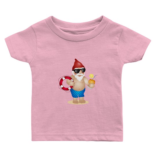 Garden gnome with swimming trunks and lifebuoy Baby T Shirts