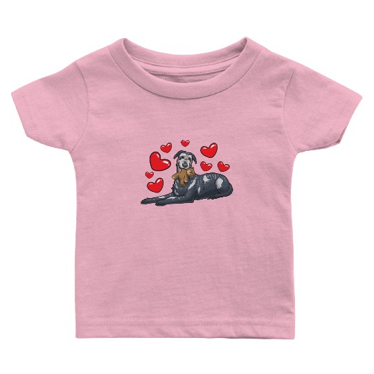 Irish Wolfhound Dog With Stuffed Animal Baby T Shirts