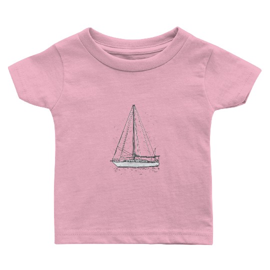 sailboat captain boat sailing yacht boat skipper Baby T Shirts