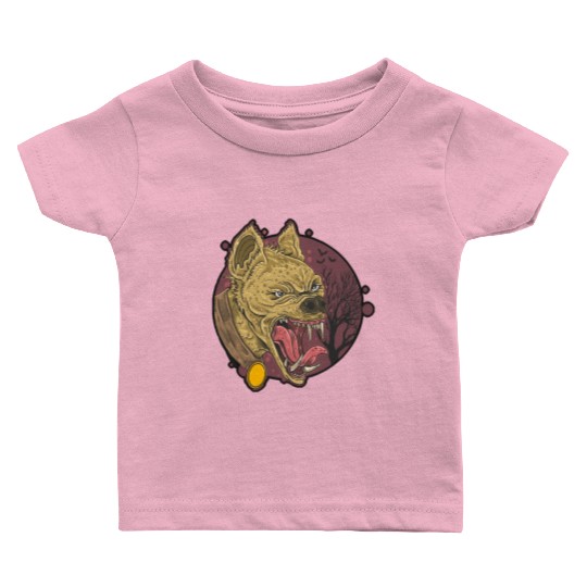 wild hyena angry face head Baby T Shirts