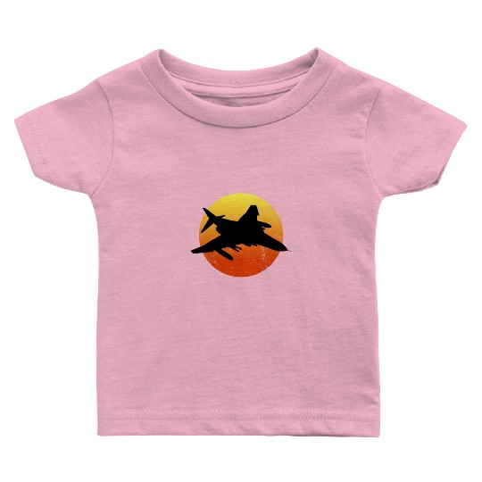 F-4 Phantom Silhouette Retro Sunset Military Jetf4 Baby T Shirts