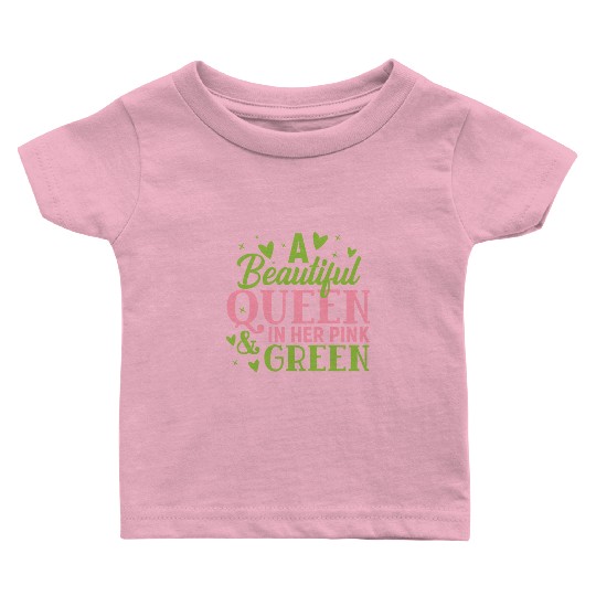 A Beautiful Queen in her Pink and Green | HBCU AKA Baby T Shirts
