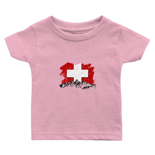 Switzerland Flag Zurich Bern Alps Swiss German Baby T Shirts