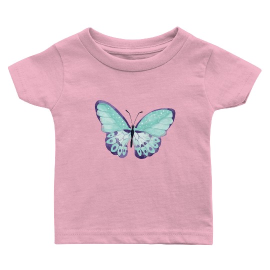 Light Green Butterfly Baby T Shirts