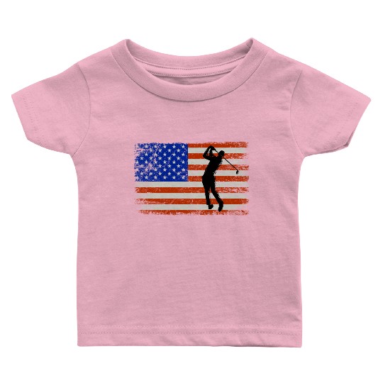 4th of July Golf American Flag Patriotic Baby T Shirts