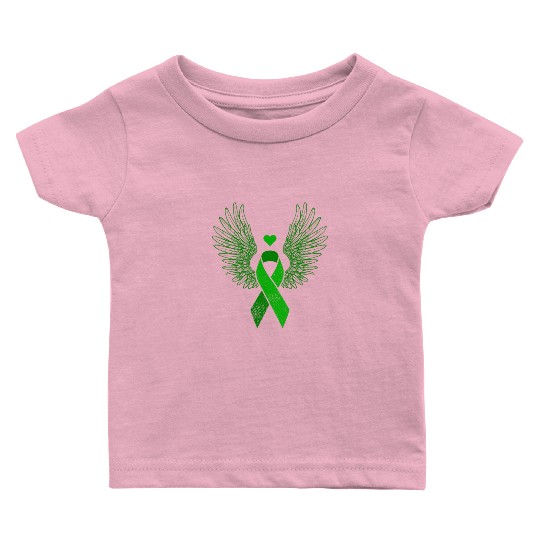 Winged green ribbon liver cancer awareness Baby T Shirts