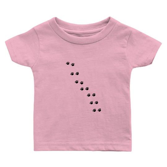Cat Paw Prints (Black) Baby T Shirts