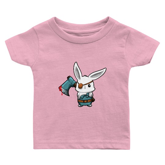 Killer Bunny With Axe Halloween Horror Baby T Shirts