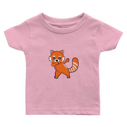 Dabbing Red Panda Cherry Blossoms Bamboo Baby T Shirts