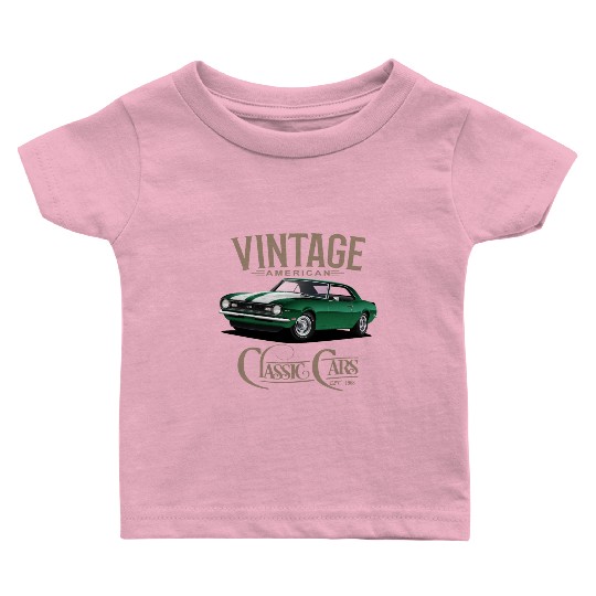 Vintage Green Camaro Classic Car Baby T Shirts