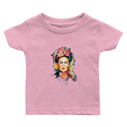 Frida Kahlo Viva Frida Bold And Beautiful Watercol Baby T Shirts