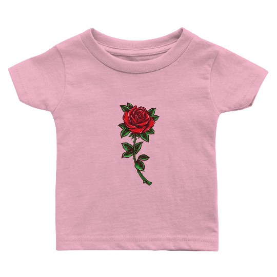 Red rose, Rose stem Baby T Shirts