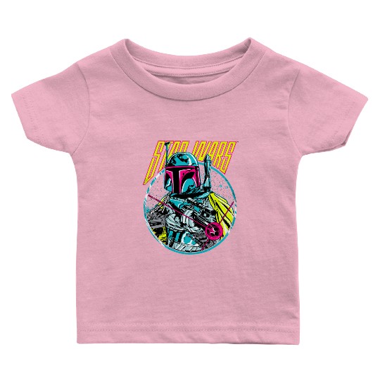 Star Wars Boba Fett Neon Blaster Vintage Graphic Baby T Shirts