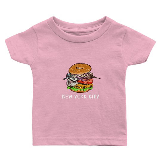 New York City Bagel with Everything NYC Baby T Shirts