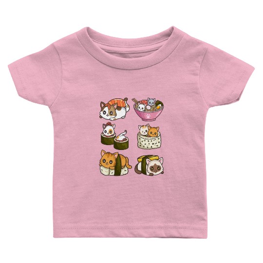 Sushi Cat Japanese Anime Baby T Shirts