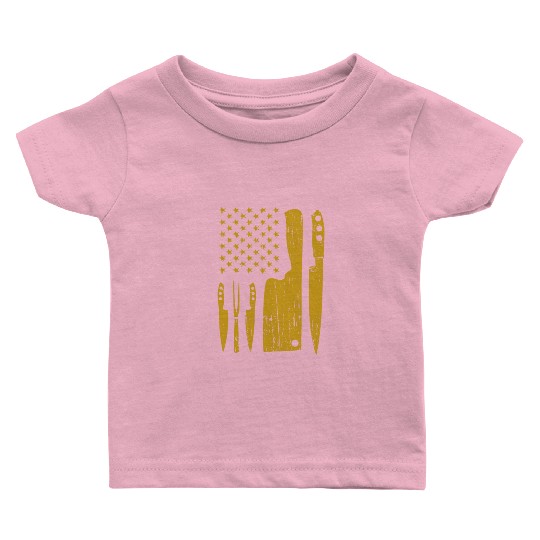 Chef Yellow Knife US Flag Baby T Shirts